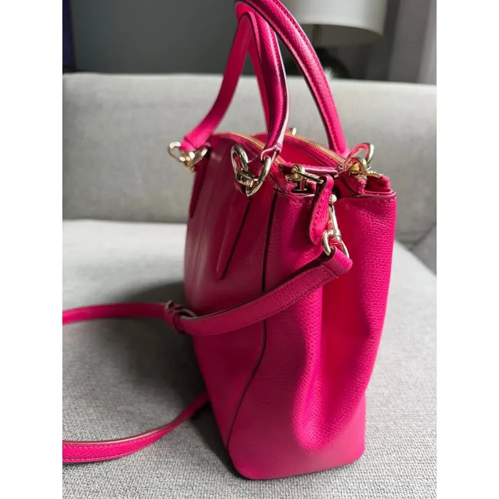 Coach Mini Christie Carryall Leather Shoulder HandBag Hot Pink